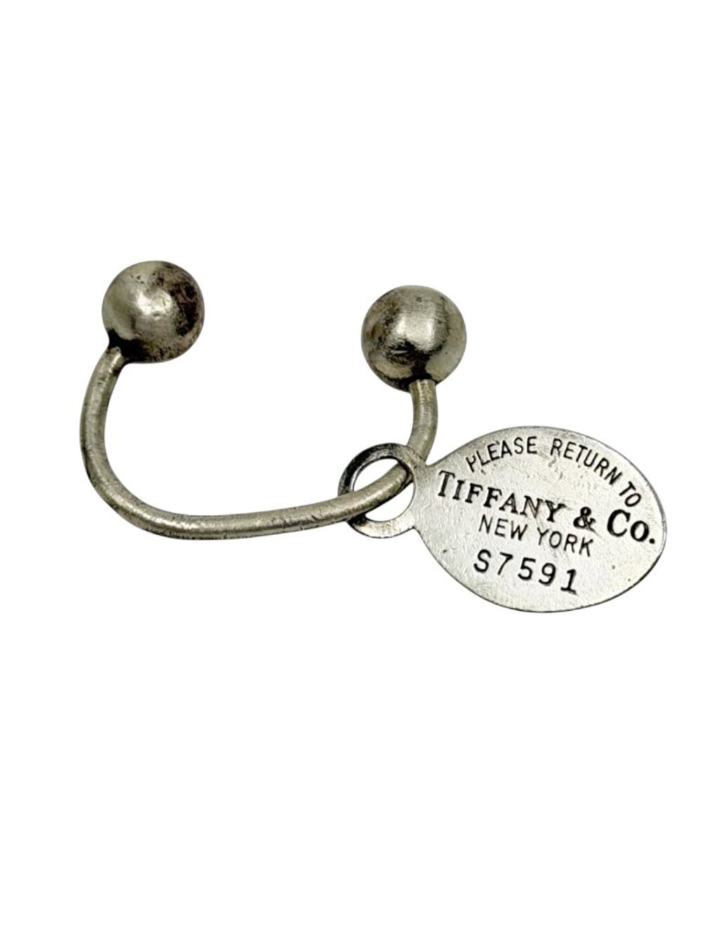 Please Return to Tiffany & Co sterling silver tag key holder or key chain